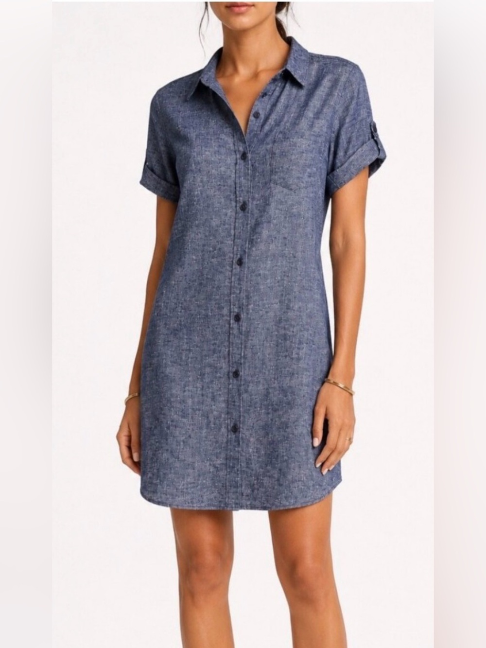 Theory Chambray Button-Front Shirt Dress NWOT